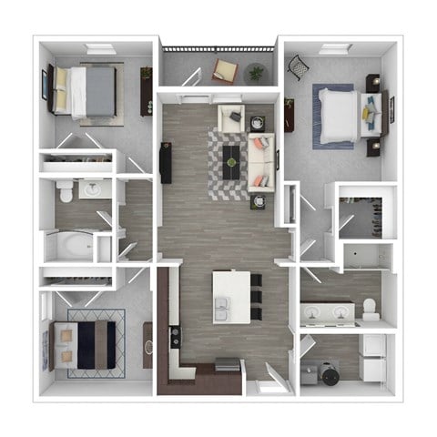 Floor plan for 3 beds, 2 baths, 1248 sqft